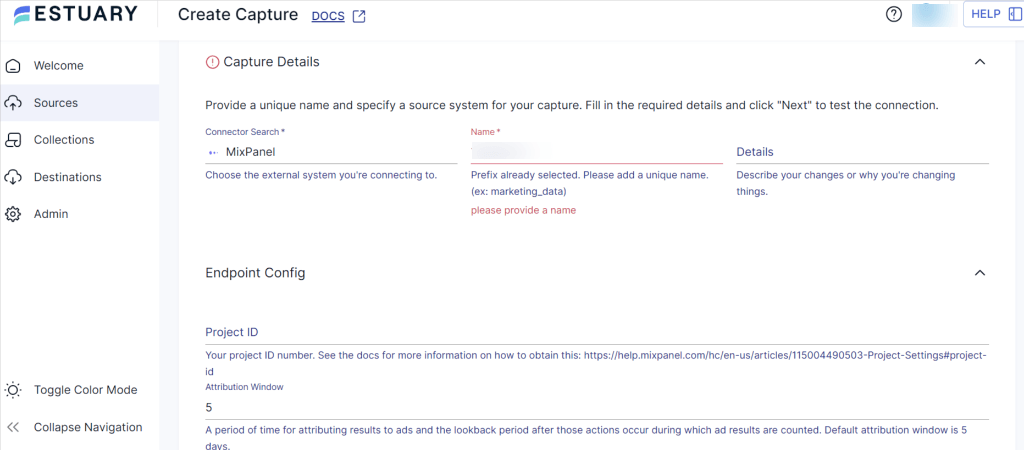 Mixpanel to BigQuery - Capture Details