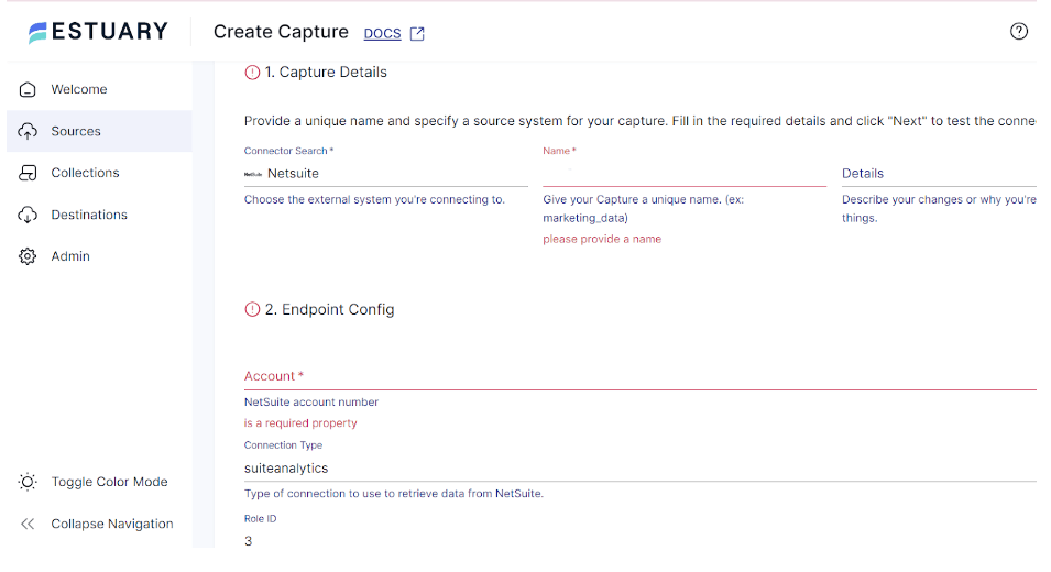 Netsuite to databricks - Capture Details