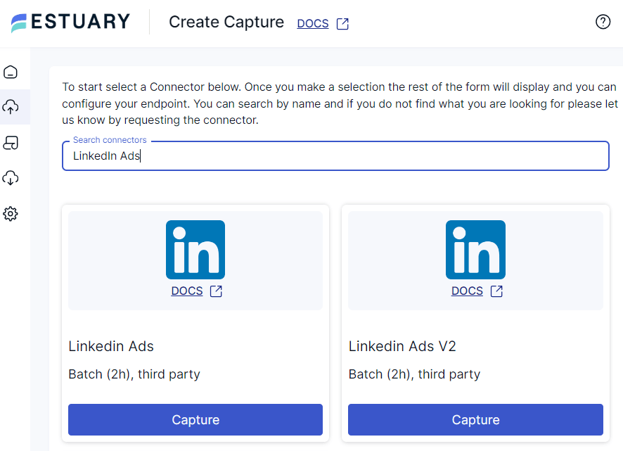 Linkedin Ads to Snowflake - Select Linkedin Ads as Source