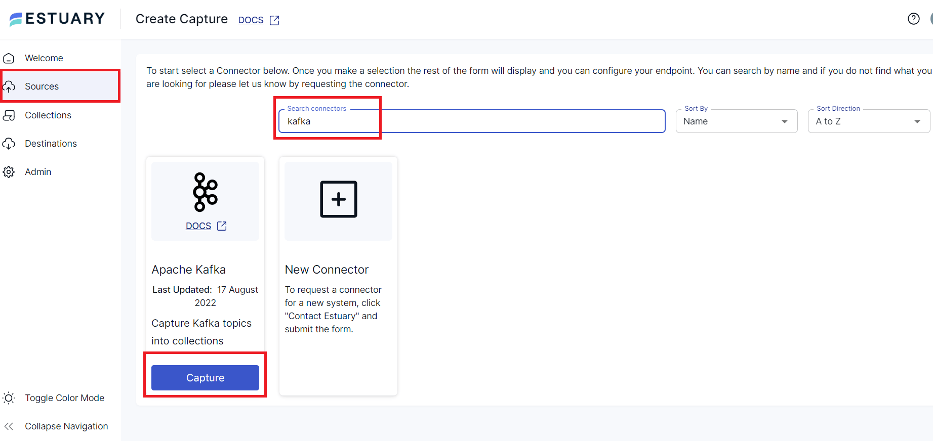 Kafka To Elasticsearch - Create Capture