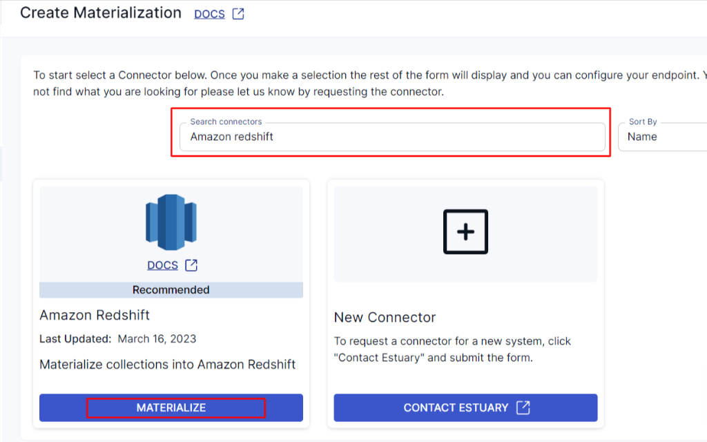 salesforce to redshift - Estuary Step 2.2