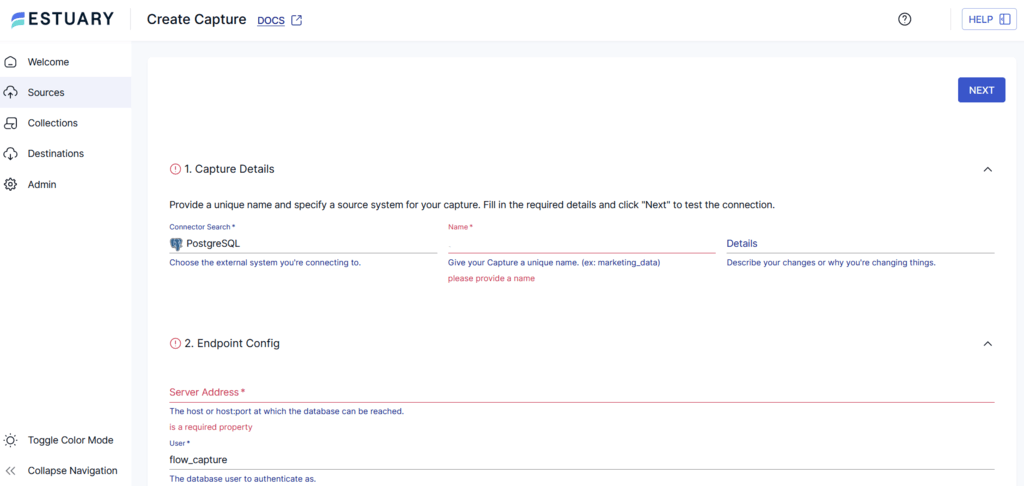 Postgres to Databricks - Postgres Connector Page