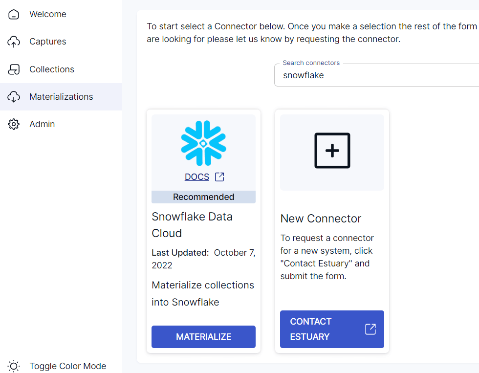 kafka to snowflake -Snowflake materialization