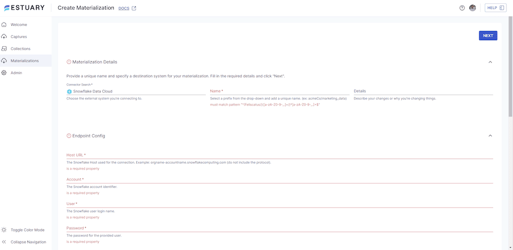 sql server to snowflake - create materialization