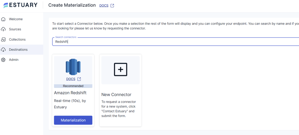 braintree to redshift - create materialization