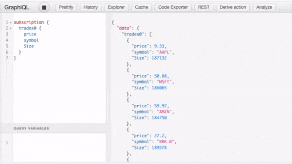 gif showing updating trades data in hasura console