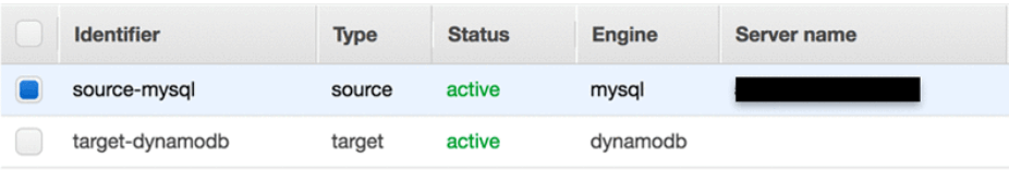 MySQL to DynamoDB - Sample endpoint page