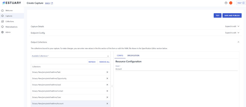 salesforce change data capture - output collections