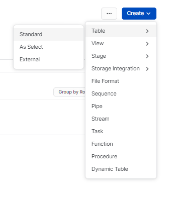 Airtable to Snowflake - Create a new standard table