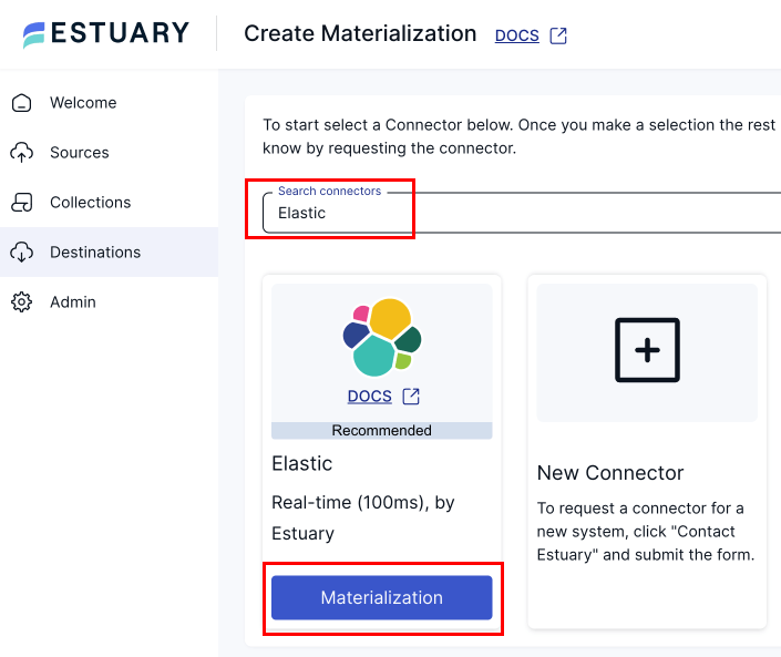 BigQuery Continuous Queries - Search for Elastic Materialization Connector